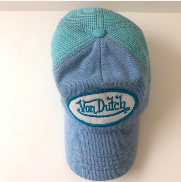 Rare Vintage y2k Baby Blue Von Dutch Trucker Hat Gift Rare Von Dutch 2000s Hat main image 4